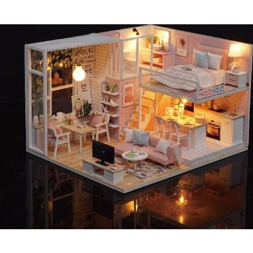 Doll House Furniture Diy Dollhouse 3D Wooden Miniaturas Dollhouse Accessories Christmas Toys for Children Girls and Boys