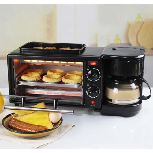 Multi-functional Fully automatic household coffee machine electrical bread breakfast machine 3 in 1 maker bake oven fried egg
