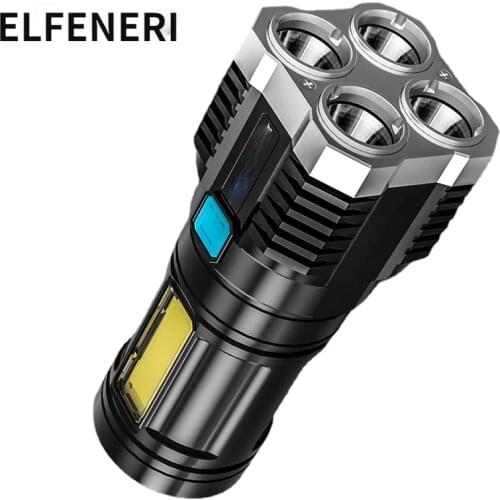 Quad-Core Bright LED Flashlight Strong Light Rechargeable Super Bright Small Special Forces Outdoor Multi-Functional Spotlight