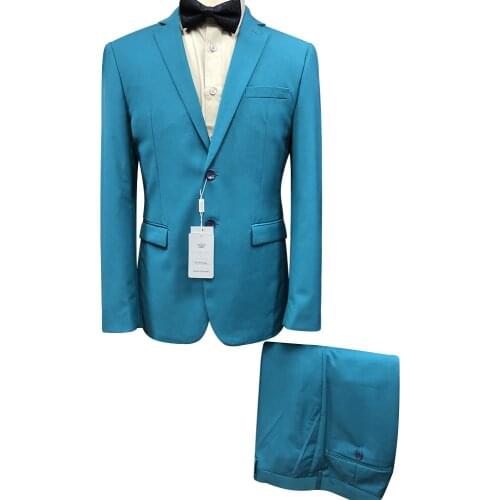 Royal Blue Skinny Men Suit Two Pieces Smoking Jacket+Pants Formal Male Blazer Business Office Casual Homme Costume Classic Style