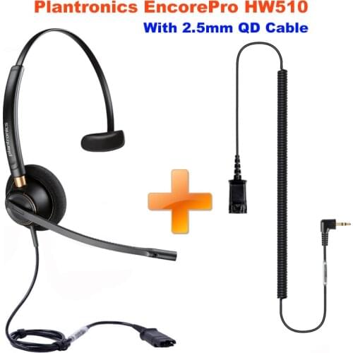 Plantronics EncorePro HW510 89433-01 Wired Headset, with Noise-Canceling Microphone with 2.5mm Plug for Cisco 502g 504g