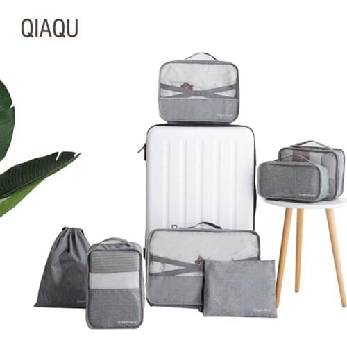 QIAQU 7 pcs / set Travel Storage Bag Set For Clothes Tidy Organizer Wardrobe Suitcase Organizer Bag Shoes Bag Travel accessories