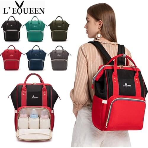 LEQUEEN Zipper Mummy Diaper Bags Maternity Handbags Large Capacity Women Travel Backpacks Waterproof Baby Nappy Nursing Bags