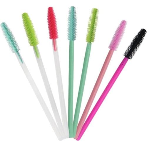 100Pcs Disposable Eyelash Extension Eyebrow brush Mascara Wands Applicator Silicone Eye Lashes Cosmetic Brushes Set Makeup Tools