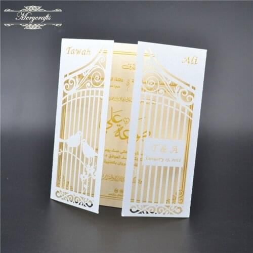 High quality white pearl paper laser cut love birds wedding invitations