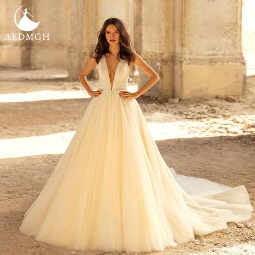 Aedmgh A-Line Beach Wedding Dresses 2021 Sweetheart Halter Sleeveless Robe De Mariee Appliques Elegant Boho Vestido De Novia