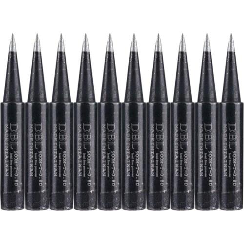 10Pcs/Lot Lead-free Black Soldering Iron Tips 900M-T-0.8D Replaceable Solder Tips For 936 Soldering Station