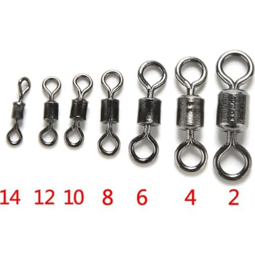 100PCS Fishing Swivel Sizes Solid Connector Ball Bearing Snap Fishing Swivels Rolling Stainless Steel Beads Ring LB Hook Fishing