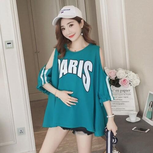 2019 Summer Print Pregnant Maternity T Shirt Tops Tees Woman Clothes for Pregnant Short Sleeve Cotton O-Neck Pregnancy T Shirt