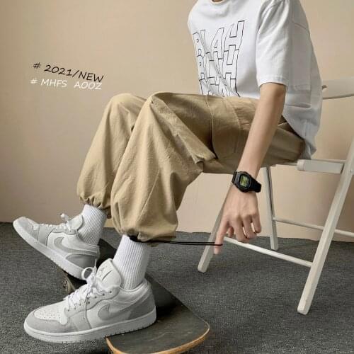 2021 Summer Mens Cool Cotton Hemp Casual Pants Loose Solid Color Straight Pants Elastic Waist Trousers Sweatpants Size M-5XL