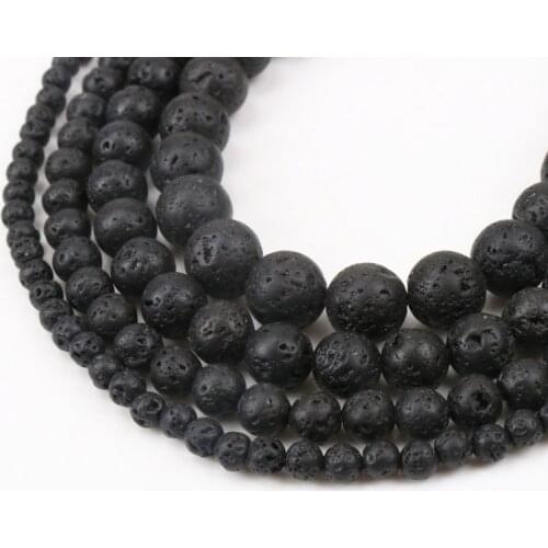 Natural Black Volcanic Lava Stone Round Shape Natural Stone Beads Wholesale DIY Jewelry Bracelet Making 4/6/8/10/12mm Bead