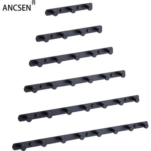 Black Round hook Wall Mounted 3/4/5/6/7 Stainless steel Kitchen Wall Door Clothes Towel Hat Row Hooks Robe Hooks Hanger Hardware