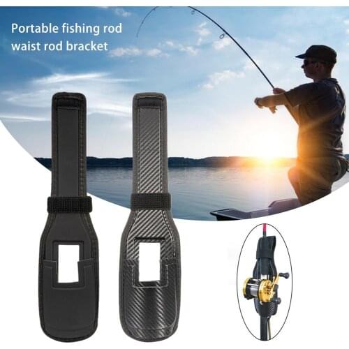 Waist Rod Holder Belt Rod Holder Portable Pole Inserter Fishing Rod Nylon Leather Waist-span Pole Bag Fishing Pole Hanger Rack