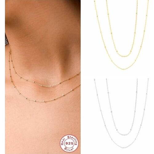 Double Layer Chain Necklaces 925 Sterling Silver Multilayer Clavicle Necklaces For Woman Ladies Wedding Charming Jewerly Gifts