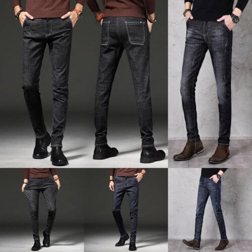 Autumn and Winter Jeans Male Korean Version Mens Elastic Leisure Cultivate Ones Morality Long Pants Male Tide Pants