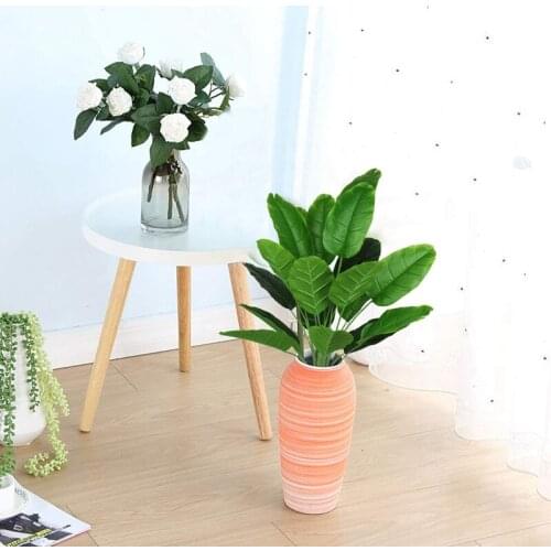 Faux Banana Tree Tropical Monstera Leaf Fake Turtle Large Palm Leaf Fern Fake Green Bushes Shrubs 18 Leaves 32Inch