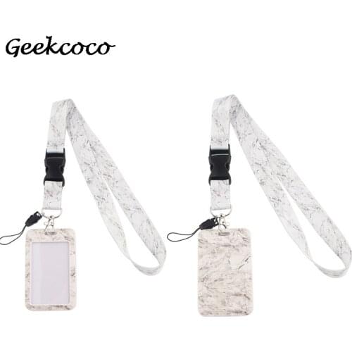 J1893 Simple Marble Neck Strap Lanyard for keys Gym Mobile Phone Straps USB badge holder DIY Hang Rope Witht Card Holder