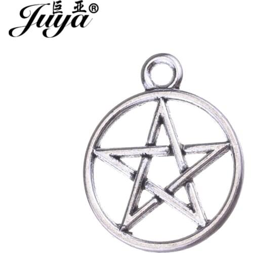 JUYA Round Metal Ancient Charms for Jewelry Making 22x18mm 20pcs/lot Women DIY Handmade Accessories Star Pendants AO0499
