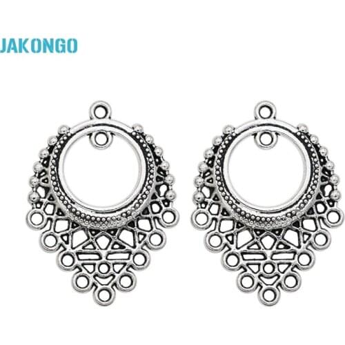 JAKONGO Antique Silver Plated Connectors Pendant Jewelry Making Findings Accessories DIY Handmade Craft 24x33mm