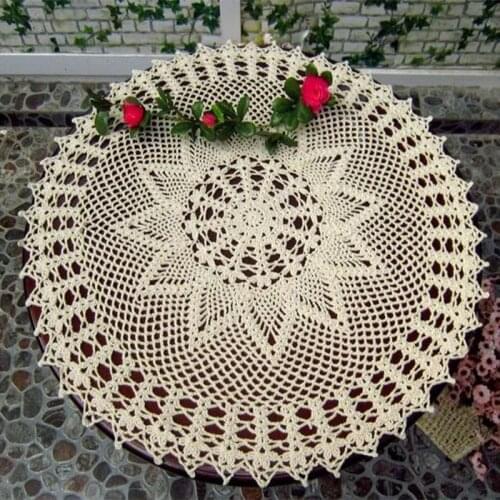 60cm Modern lace cotton round table place mat cloth pad crochet drink placemat Cup coaster Dining tea doilies mug holder Kitchen