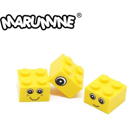 Marumine Bricks 2 x 2 With Eyes Print Parts Children Eductional Building Blocks 16mm x 16mm Creative DIY Toys For Boys And Girls