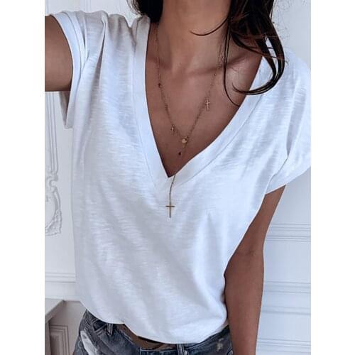 Summer T Shirt Women Casual Womens Tee Shirts V-neck Tshirt Short Sleeve T-shirt Ladies Women Clothings