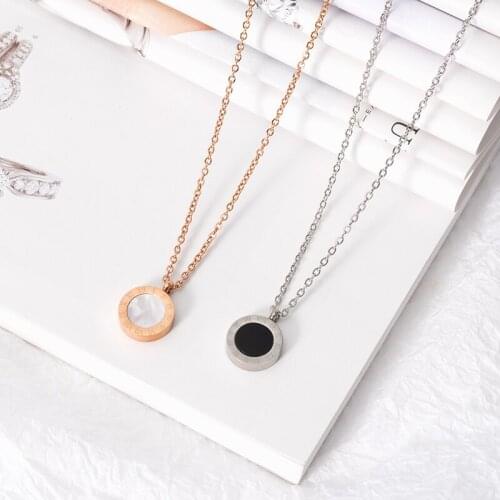 X&P 2021Fashion Tiny Initial Necklace Gold Silver Color Imitation clock Necklace For Women Pendant Black&white Jewelry Gift