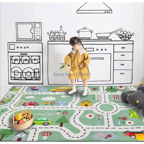 Fashion Modern Cartoon Country Road Green Childrens Room Living Room Bedroom Bedside Carpet Floor Mats