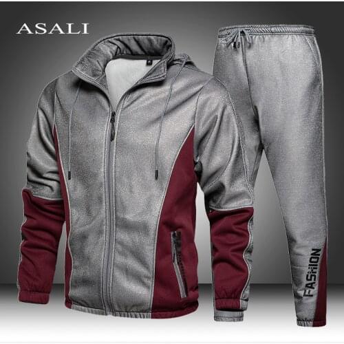 Sets Tracksuit Men 2021 Autumn Winter Hooded Male Sweatshirts Jacket + Pants Sets Tracksuits Hoodie Set Mens Fitness 2 Pieces
