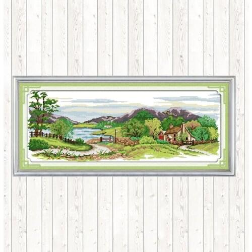 Land of Idyllic Beauty Counted Cross Stitch Kits 14CT Printed Canvas Fabric for Painting 11CT DIY Handmade Needlework Set Crafts
