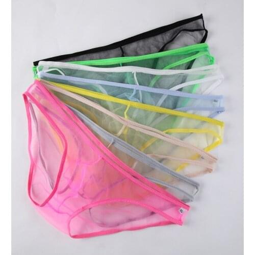1Pcs Mens Sexy Underwear Briefs Men Ultra thin Transparent Comfortable Panties Low Rise Mesh U Pouch Male Mini Underpant Bikini