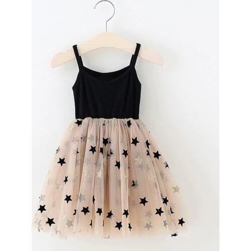 3-8 Yrs Summer Girls Star Dress Kids Bling Casual Dress Baby Girl Sleeveless Party Dress Girl Princess Vestidos Children Clothes