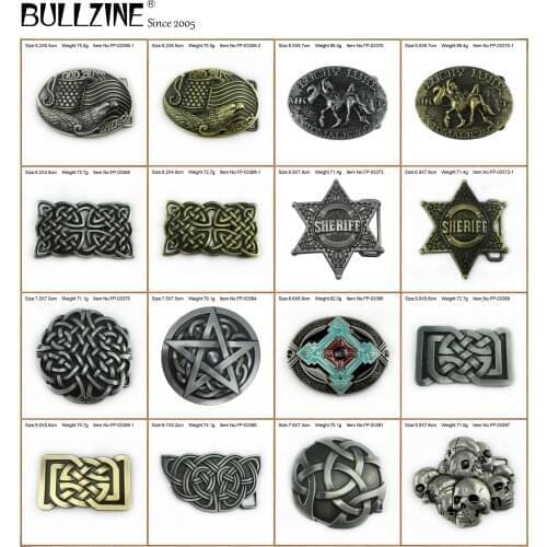 Bullzine zinc alloy skull LUCKY LUKE western celtic belt buckle SHERIFF eagle god bless America US flag belt buckle