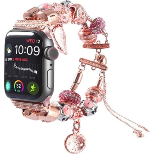 Gilrs/Women DIY Strap for Apple watch Band 40mm 44mm 42mm 38mm Manual Charm bracelet correa iWatch series 6 5 4 3 38 40 42 44 mm