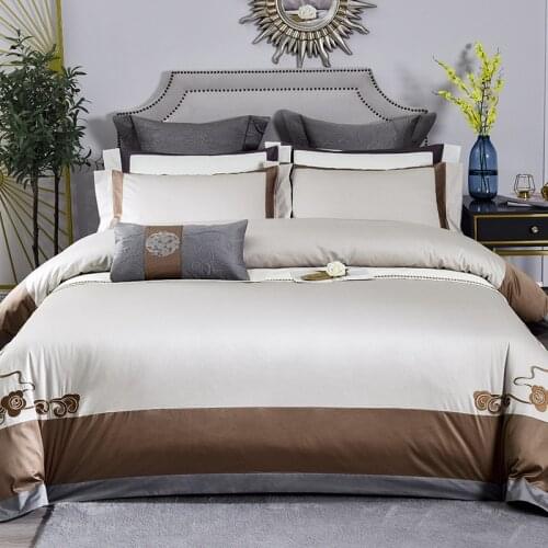 600TC Egyptian Cotton Luxury classical Bedding set blue King Queen Size Bed set Duvet Cover Bedsheet set parrure de lit