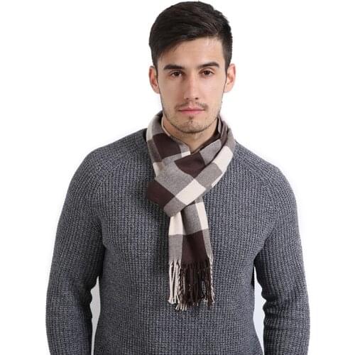 Winter Scarf Men Europe Cotton plaid Scarf Brand Shawl Wrap Knit Cashmere Bufandas Striped Sjaal Mannen tassels bufanda hombre