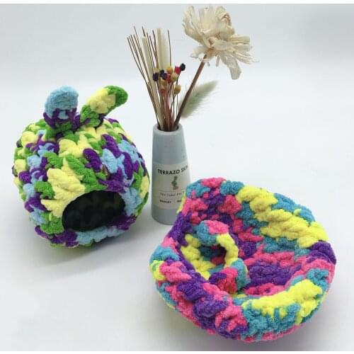 Wool Hamster Nest Hand Made Sleep House Winter Warm Hammock Soft Squirrel Cage Bed Cave Rabbit Ears Small Pet Supplies