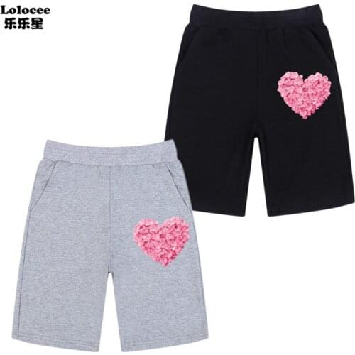 Heart flower print Shorts For Girls casual Sport Shrt Pants Kids Summer Elastic Waist Beach Trousers