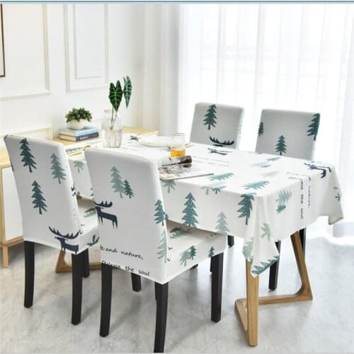 Nordic Modern Forest Fawn Dining Tablecloth Round Rectangular Chrismas Tree Coffee Table Cloth ZB-HM308#30