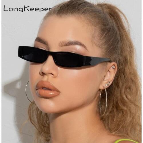 Brand Small Square Women Men Vintage Narrow Frame Rectangle Sun Glasses Ladies Sexy Cat Eye Eyglass 90s Outdoor Shades UV400