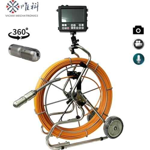 Vicam 9mm Cable New AHD image waterproof 50mm 360 degree rotation pan tilt pipe inspection camera with 8inch hd display