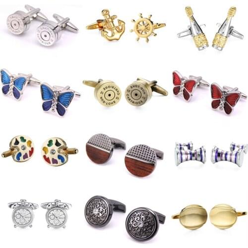 DY high quality brass materials fashion mens French shirts cufflinks High grade laser lattice retro crystal zircon cufflinks