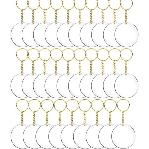 90 Pcs Acrylic Keychain Blanks Keychain Blanks with Key Chain Rings 2 Inch Round Acrylic Blanks with Hole for DIY Crafts