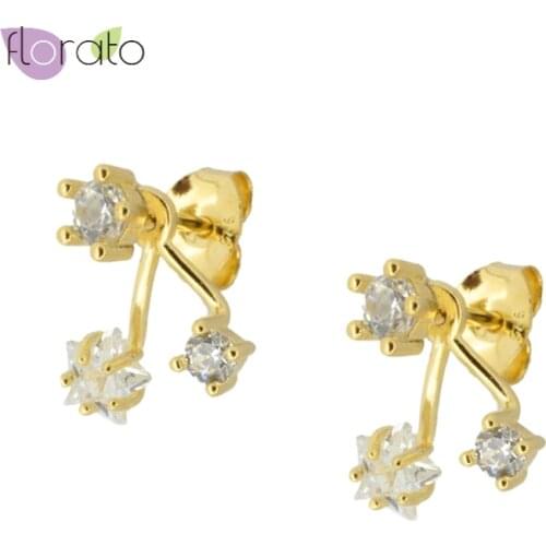 Charming Gold Silver color Stud Earrings for Women Simple 925 Sterling Silver Cute Korean Earrings Fashion Jewelry Girls Gift