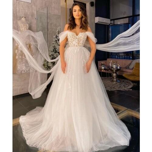 Sexy Wedding Dresses Tulle Appliques Sweetheart Off-Shoulder Zipper Ball Bridal Gowns Novia Do 2021 New