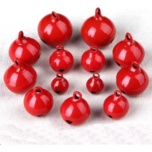 100pcs/lot Red Bells Beads Copper Jingle Bells Loose Beads Christmas Bells Pet Bells Party Decoration Pendants DIY Crafts