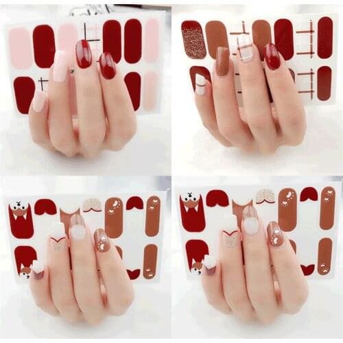 14 Leopard Print Line Retro Style Nail Stickers DIY Fashion Full Coverage Nail Polish Stickers For Party Decoration