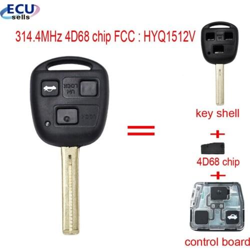 3 Button Remote key 4D68 Chip 315mhz for Lexus ES300 GS300 GS400 IS300 LS400 FCC：HYQ1512V 89785-50030, 89785-50031