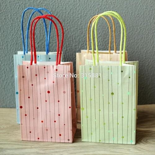 Small Golden dots Gift Bag with Handles Paper Gift Bag for candy jewelry Wedding Birthday Decoration Event Party Supplies 5pcs