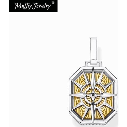 925 Sterling Silver Life Compass Dog Tag Gold Pendant fit Necklace 2020 New Fine Jewelry Nautical Inspired Gift For Woman Men